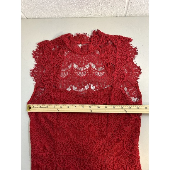 NWT Intimately‎ Free People Open Back Red Lace High Neck Bodycon Dress Size Med - Picture 12 of 16